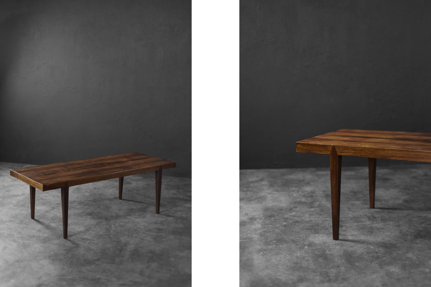 Table basse vintage en bois brun danois du milieu du siècle par Severin Hansen en vente 1