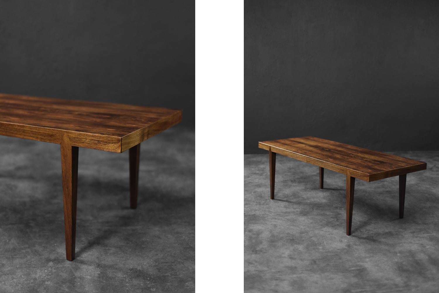 Table basse vintage en bois brun danois du milieu du siècle par Severin Hansen en vente 2