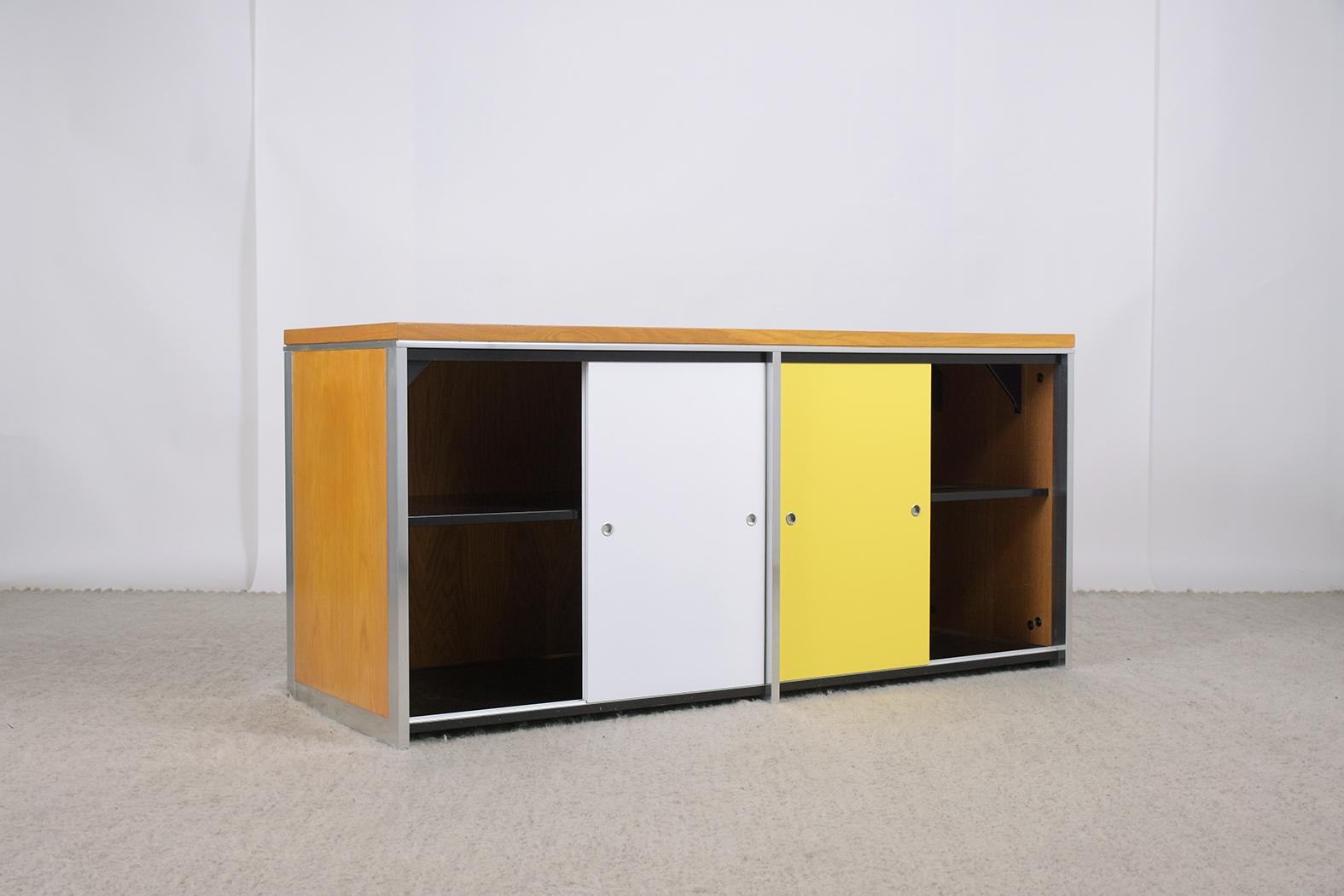 Retro Chic: Vintage 1970s Danish Mid-Century Credenza with White & Yellow Finish For Sale 3