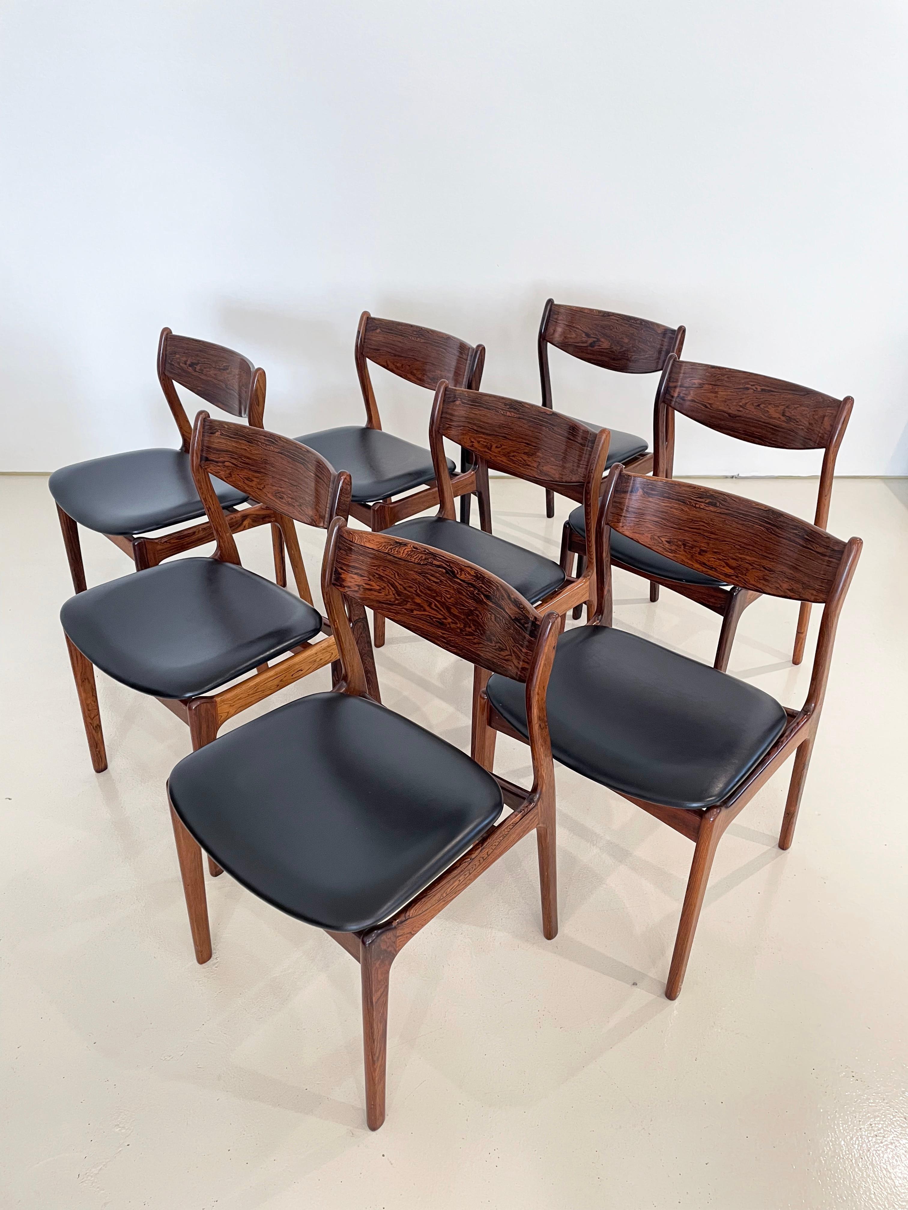 Mid-Century Modern Vintage Mid-century Danish Dining Chairs, Designed by P.E. Jorgensen, Set of 8 For Sale