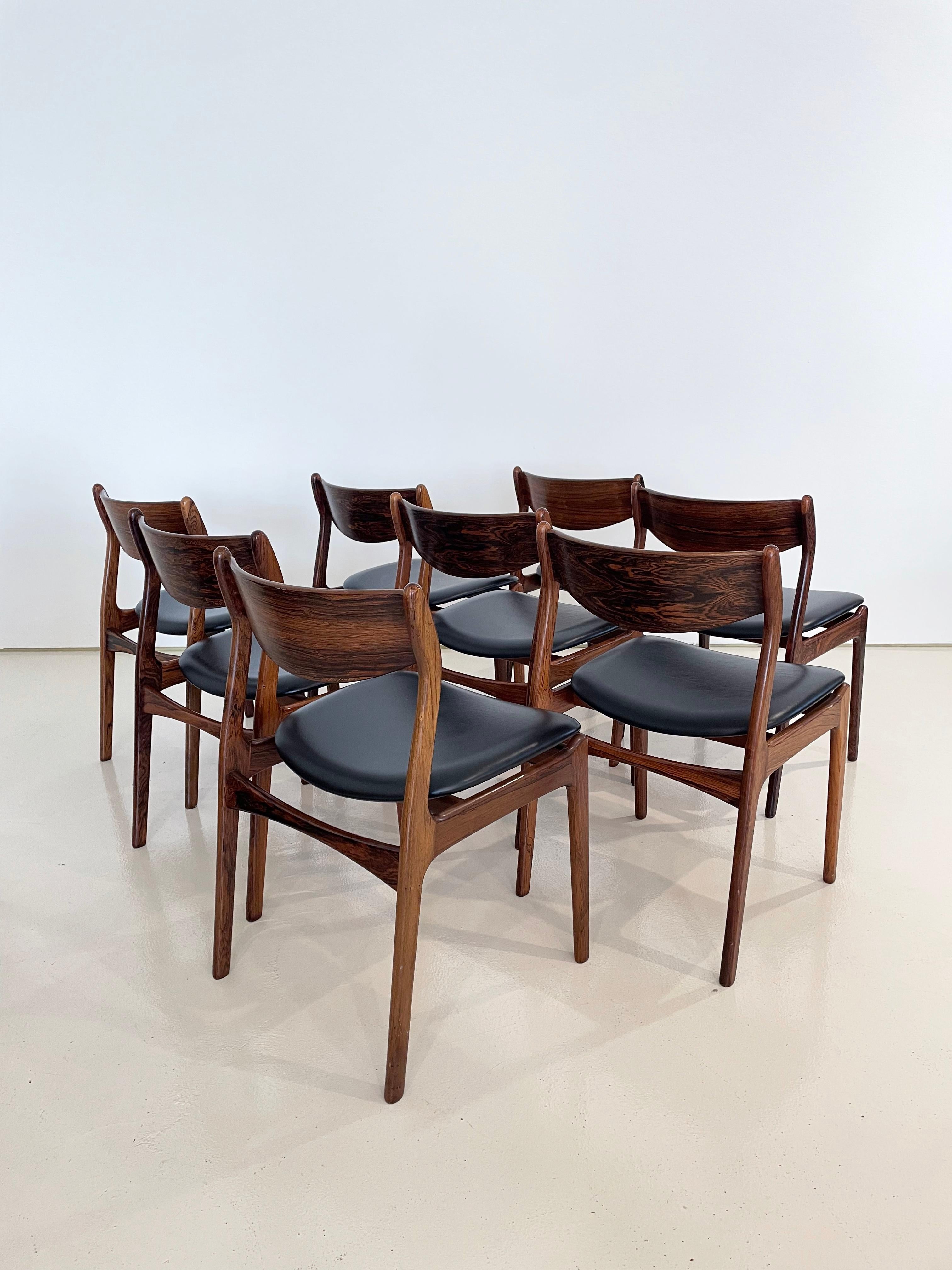 Vintage Mid-century Danish Dining Chairs, Designed by P.E. Jorgensen, Set of 8 In Good Condition For Sale In Denver, CO
