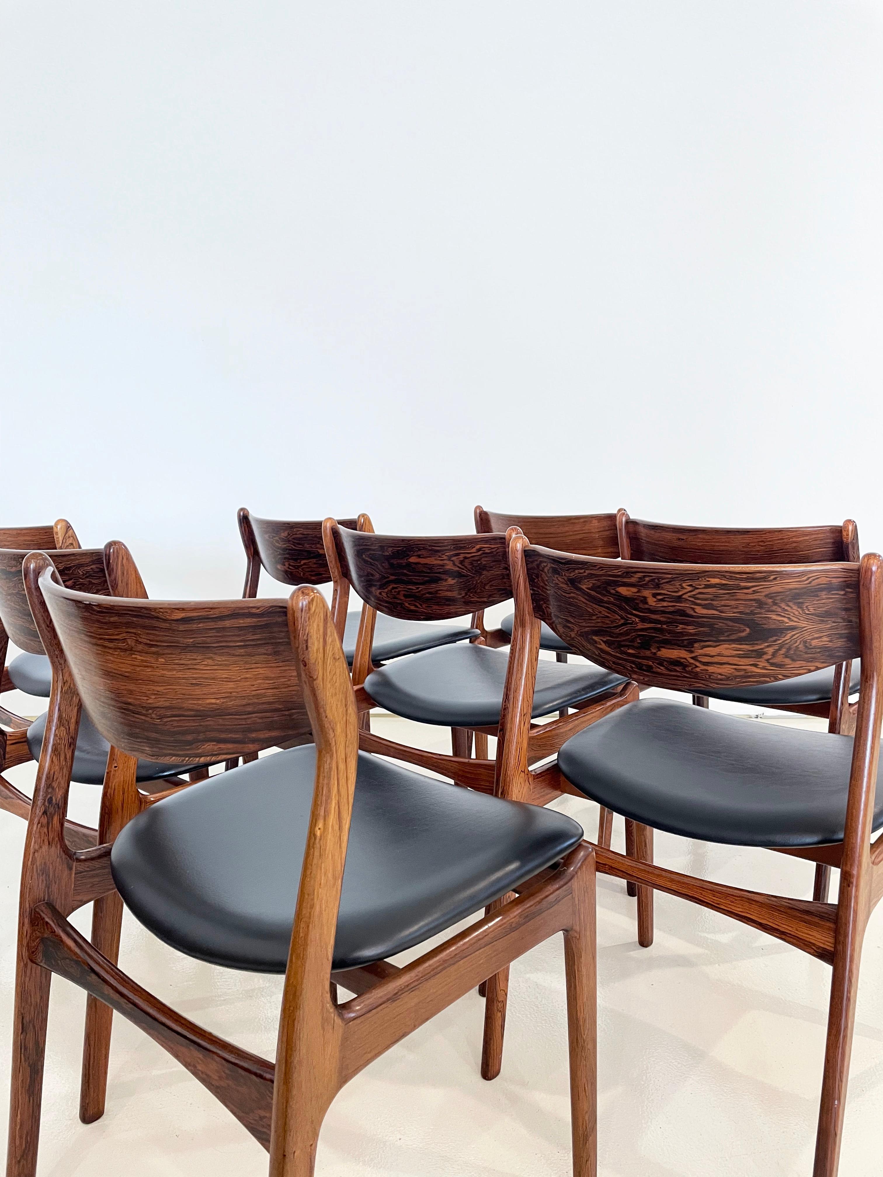 Upholstery Vintage Mid-century Danish Dining Chairs, Designed by P.E. Jorgensen, Set of 8