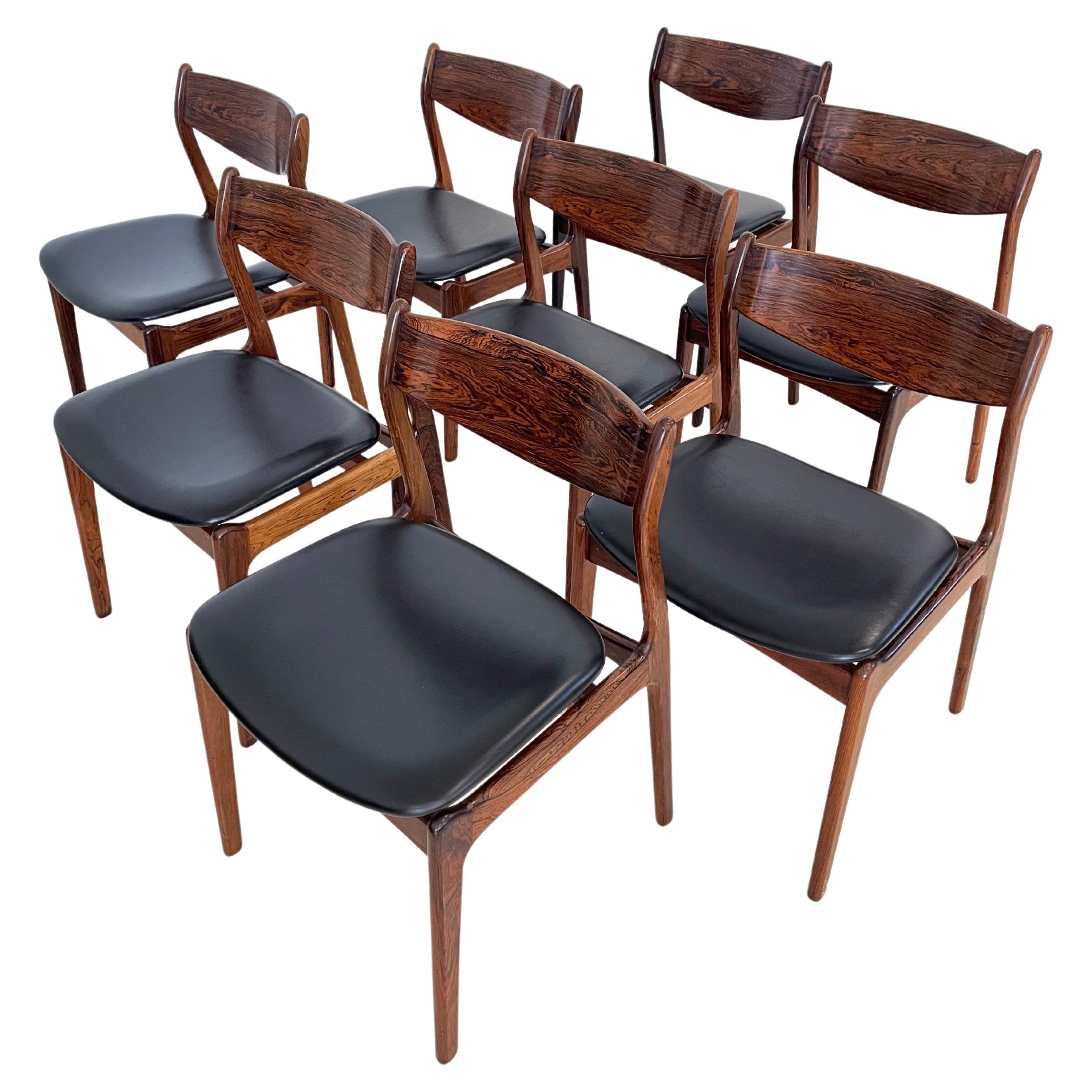 Vintage Mid-century Danish Dining Chairs, Designed by P.E. Jorgensen, Set of 8 For Sale