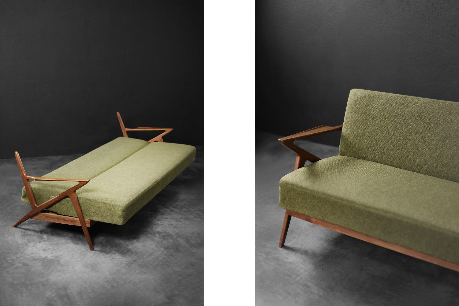 Sofá Z vintage de 3 plazas, moderno danés de mediados de siglo, de Poul Jensen para Selig en Bueno estado para la venta en Warszawa, Mazowieckie