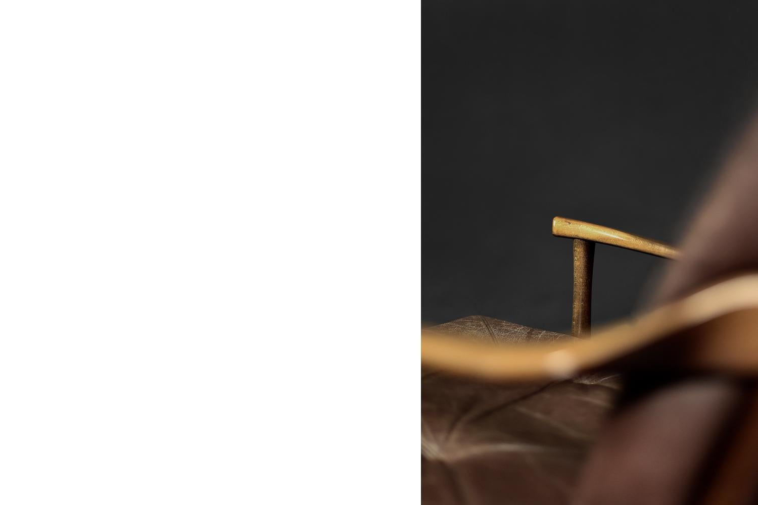 Fauteuil vintage danois moderne du milieu du siècle en hêtre et cuir marron de Farstrup  Bon état - En vente à Warszawa, Mazowieckie