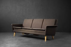 Vintage Mid-Century Danish Modern Brown 3-Seater Sofa by Folke Ohlsson for F.H.