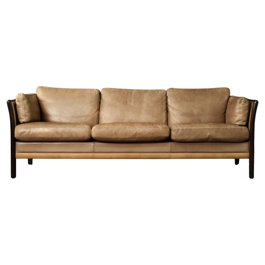 Canapé 3 places vintage Mid-Century Danish Modern Brown de  Mogens Hansen, 1970