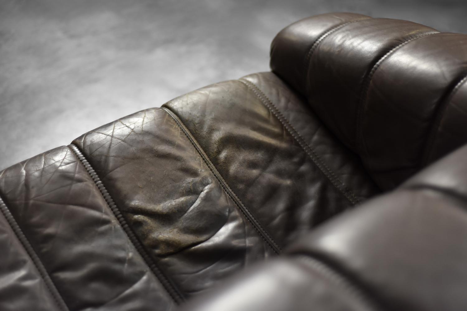 Vintage Mid-Century Danish Modern Brown Leather 2-Seater Sofa, 1970s For Sale 4