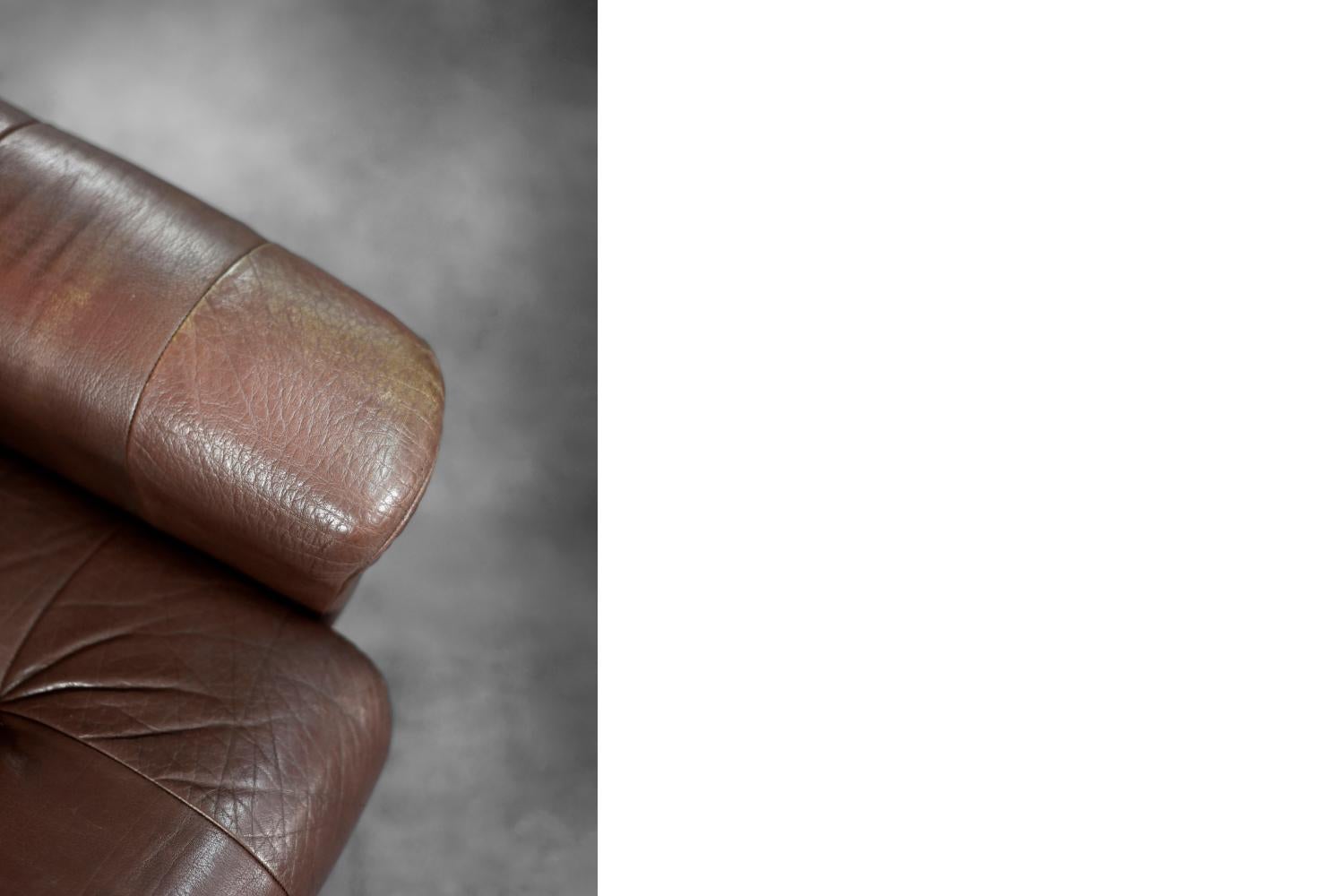 Vintage Mid-Century Danish Modern Brauner Leder Drehsessel von Lystager im Angebot 5