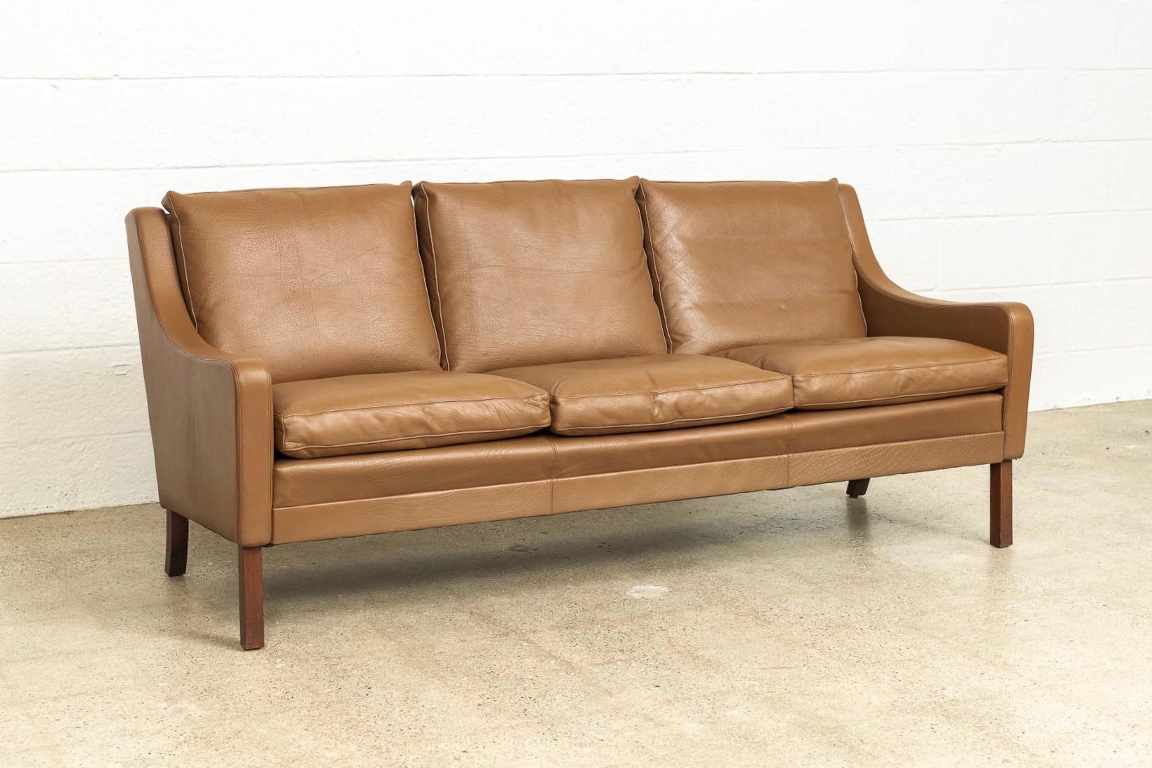mid century leather sofa