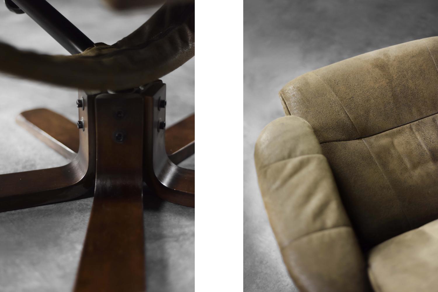 Vintage Mid-Century Danish Modern Brown Swivel Chair & Ottoman, 1960s, Set of 2 en vente 4