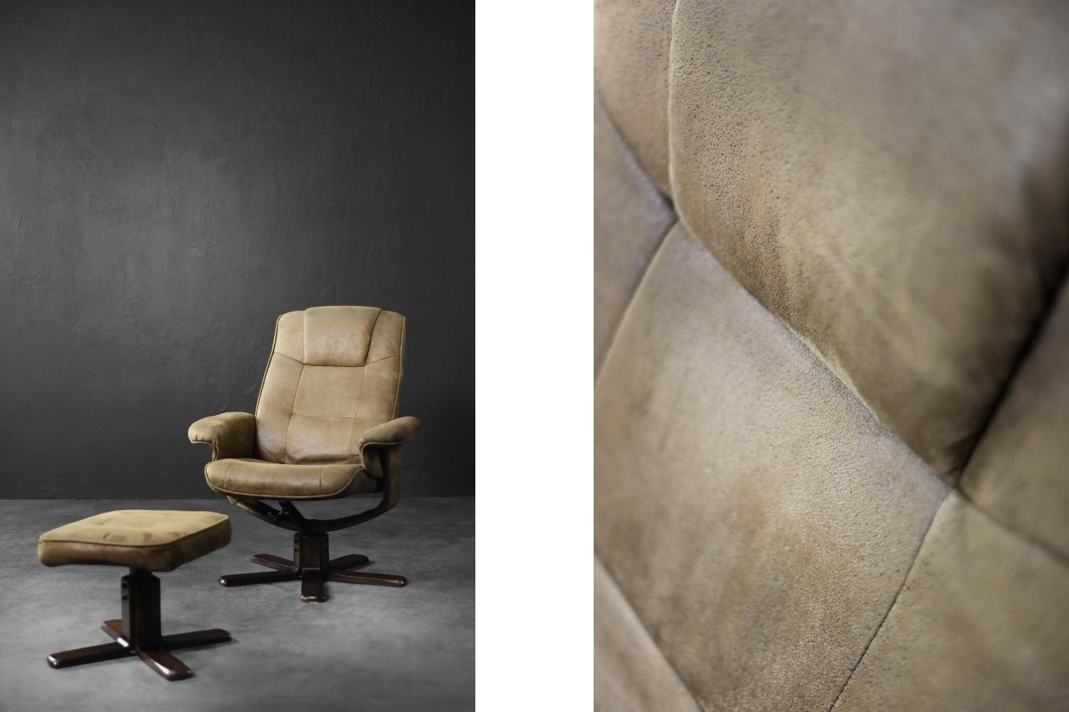 Vintage Mid-Century Danish Modern Brown Swivel Chair & Ottoman, 1960s, Set of 2 en vente 6