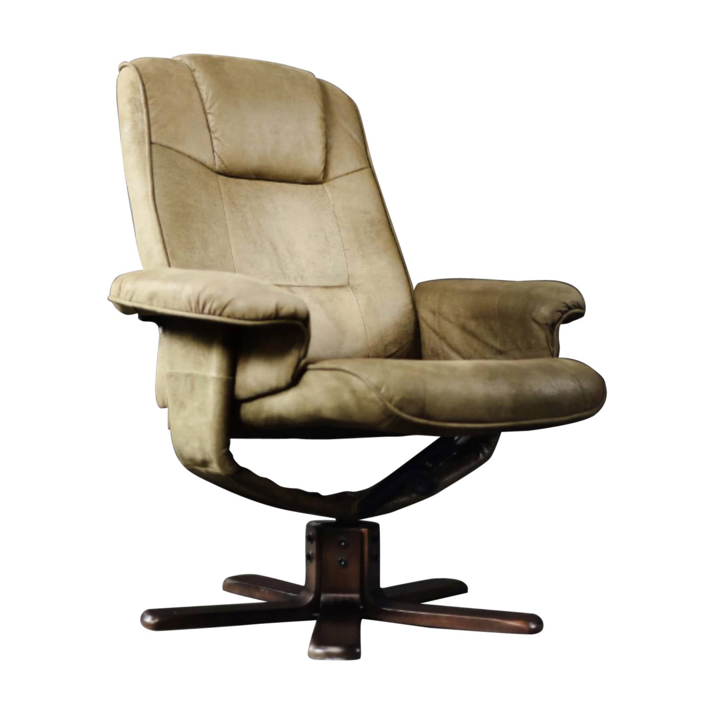Vintage Mid-Century Danish Modern Brown Swivel Chair & Ottoman, 1960s, Set of 2 en vente