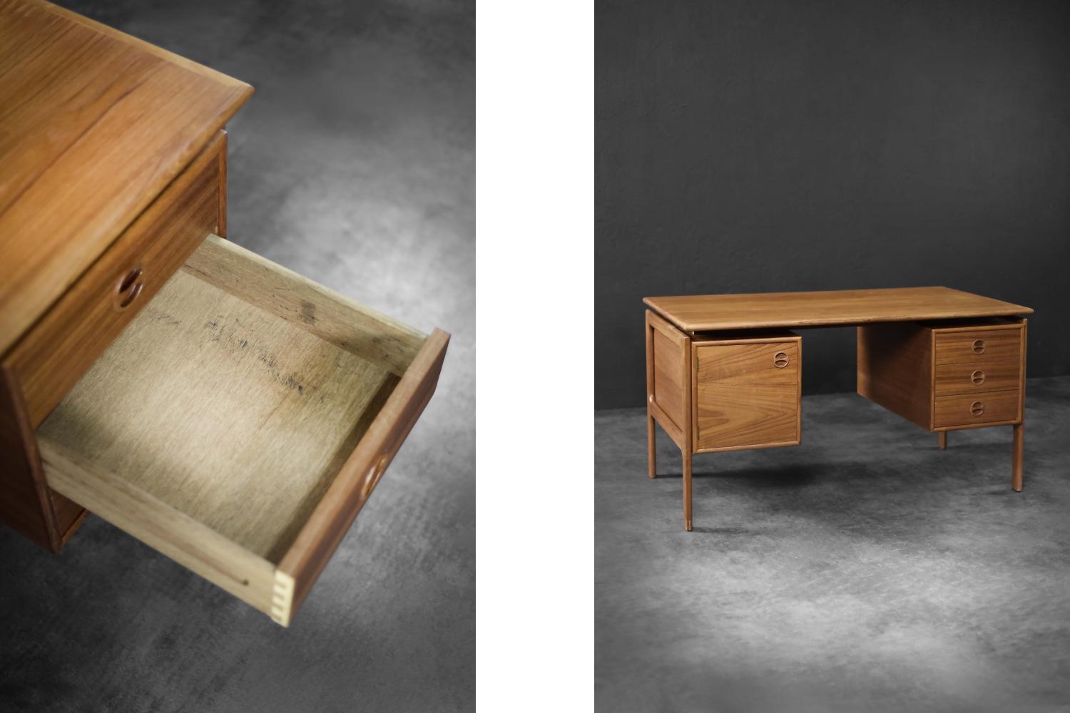 Vintage Mid-Century Danish Modern Brown Teak Desk by Arne Vodder for GV Møbler For Sale 5