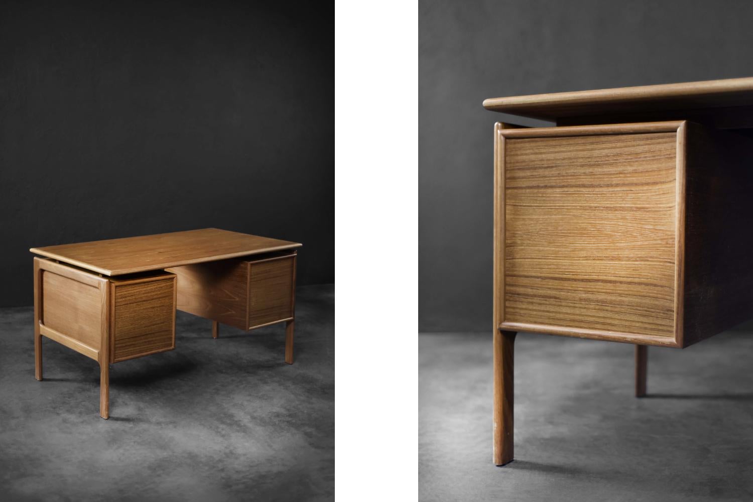 Vintage Mid-Century Danish Modern Brown Teak Desk by Arne Vodder for GV Møbler For Sale 6