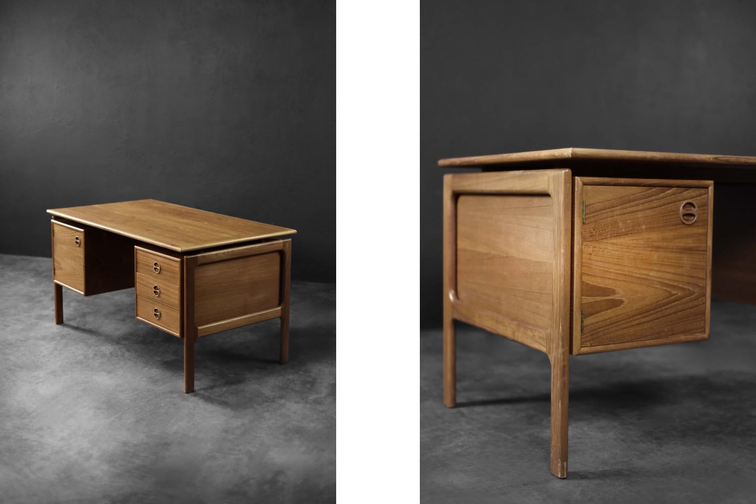 Vintage Mid-Century Danish Modern Brown Teak Desk by Arne Vodder for GV Møbler For Sale 7