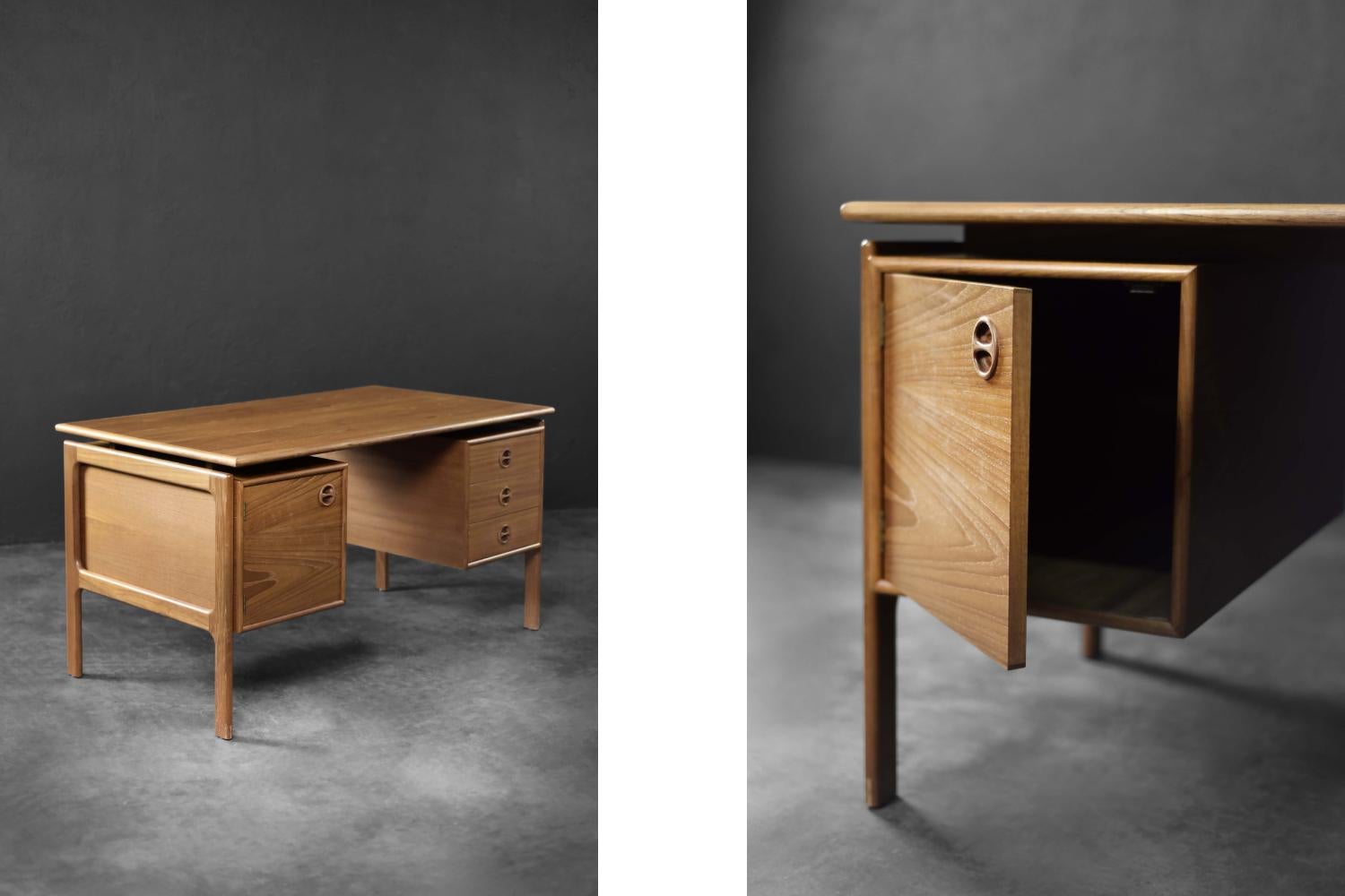 Vintage Mid-Century Danish Modern Brown Teak Desk by Arne Vodder for GV Møbler For Sale 8