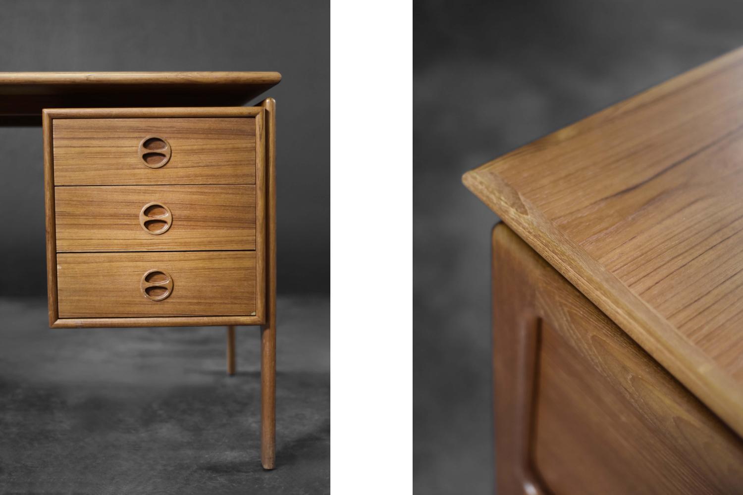 Vintage Mid-Century Danish Modern Brown Teak Desk by Arne Vodder for GV Møbler For Sale 9