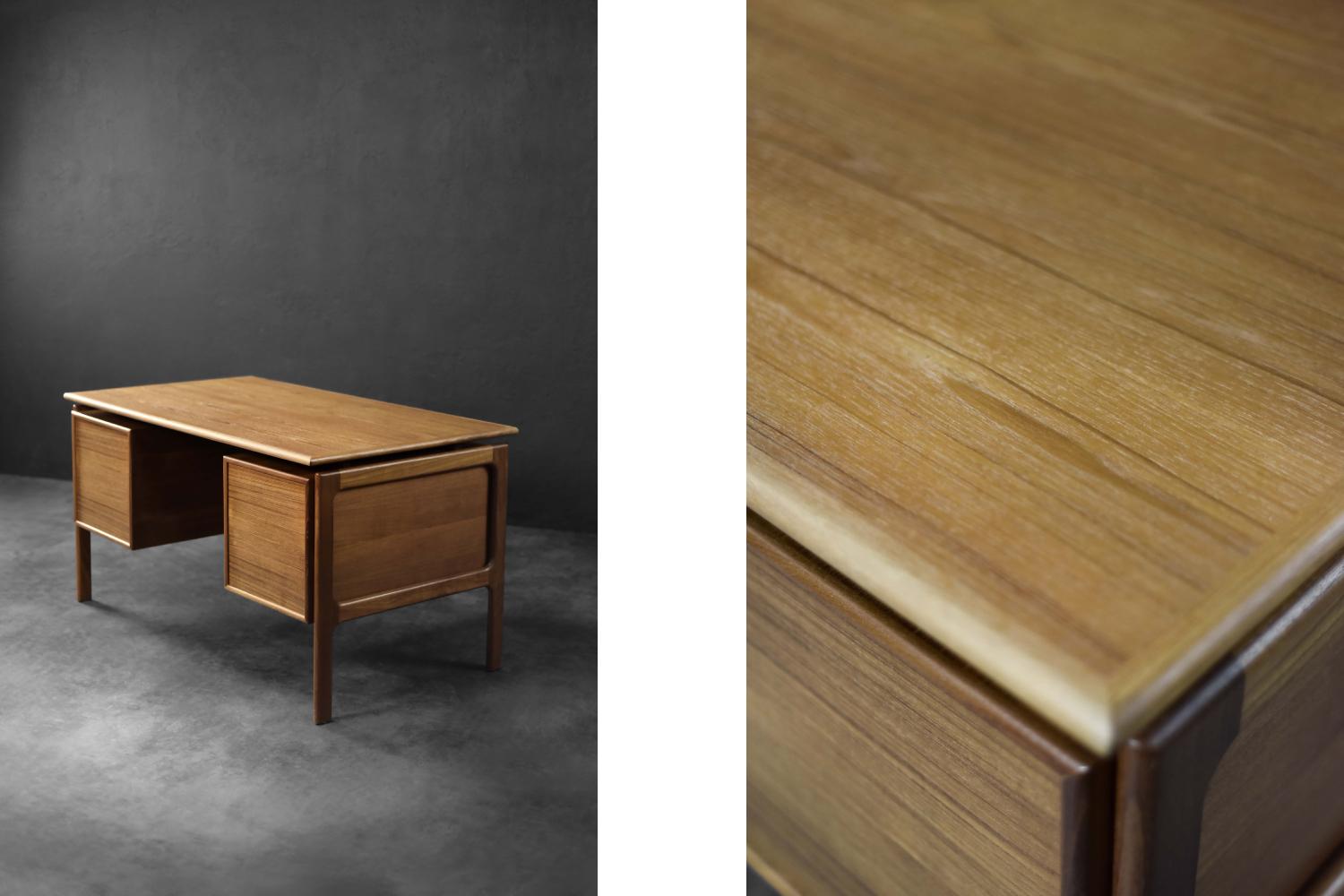 Vintage Mid-Century Danish Modern Brown Teak Desk by Arne Vodder for GV Møbler For Sale 10