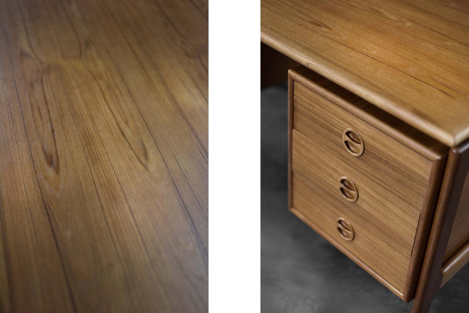 Vintage Mid-Century Danish Modern Brown Teak Desk by Arne Vodder for GV Møbler For Sale 12