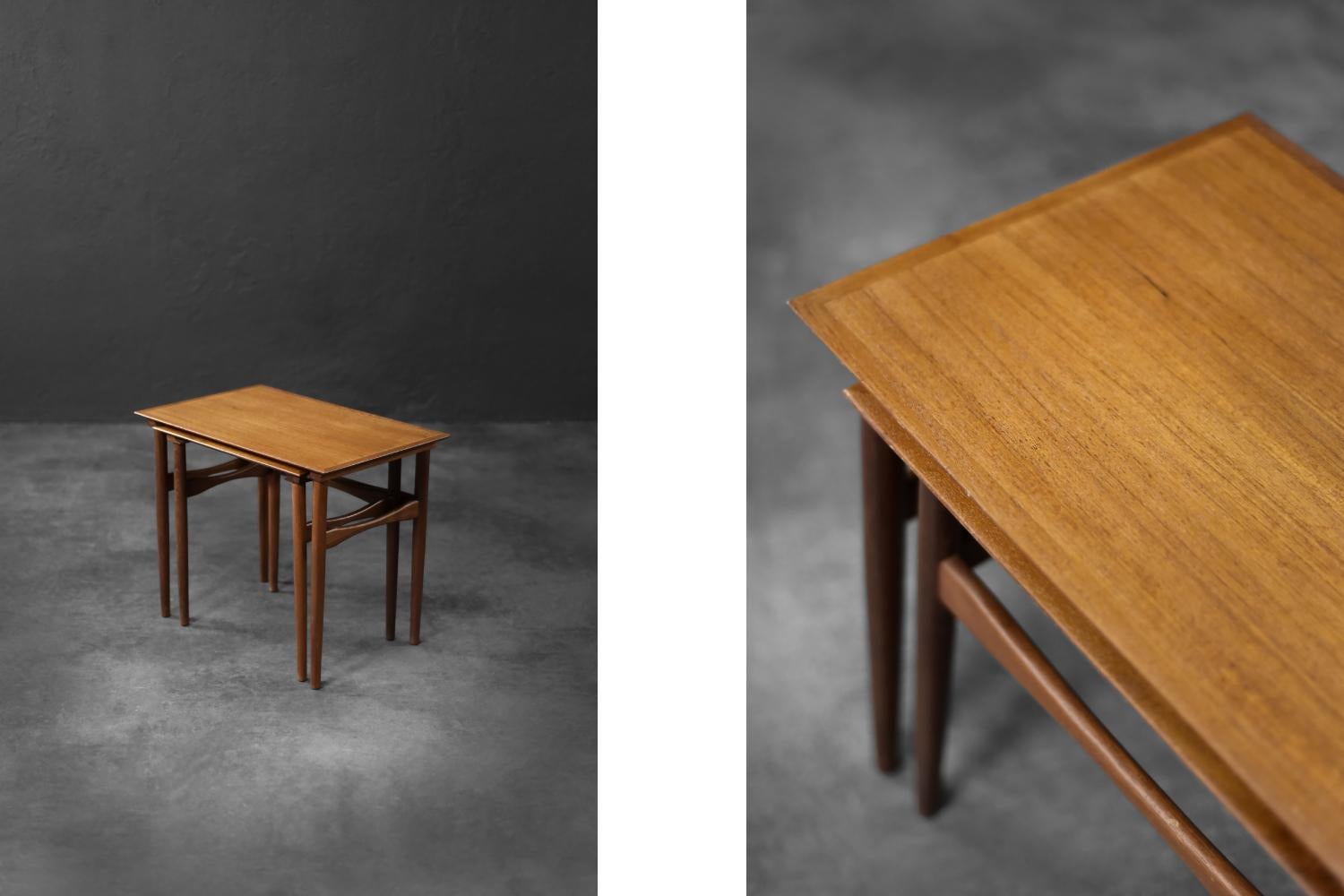 Mid-Century moderno Vintage Mid-Century Danish Modern Brown Teak Nesting Tables, 1960, Set of 2 in vendita