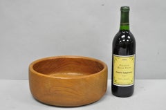 Vintage Mid Century Danish Modern Carved Teak Wood Round Salad Fruit Bowl (B)