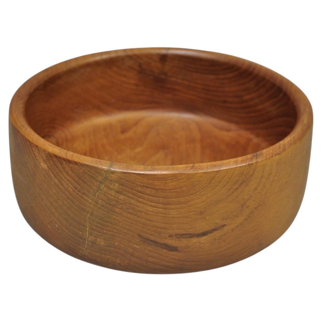 Vintage Mid Century Danish Modern Sculptured Teak Wood Round Salad Fruit Bowl (B)