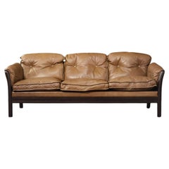 Vintage Mid-Century Danish Modern Cognac Leather 3-Seater Sofa, 1960s