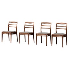 Vintage Mid-Century Danish Modern Elegant Teak 
Grey Fabric Chairs, 1960s