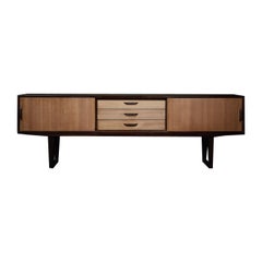 Credenza danese moderna di metà secolo in legno esotico con cassetti, anni '70