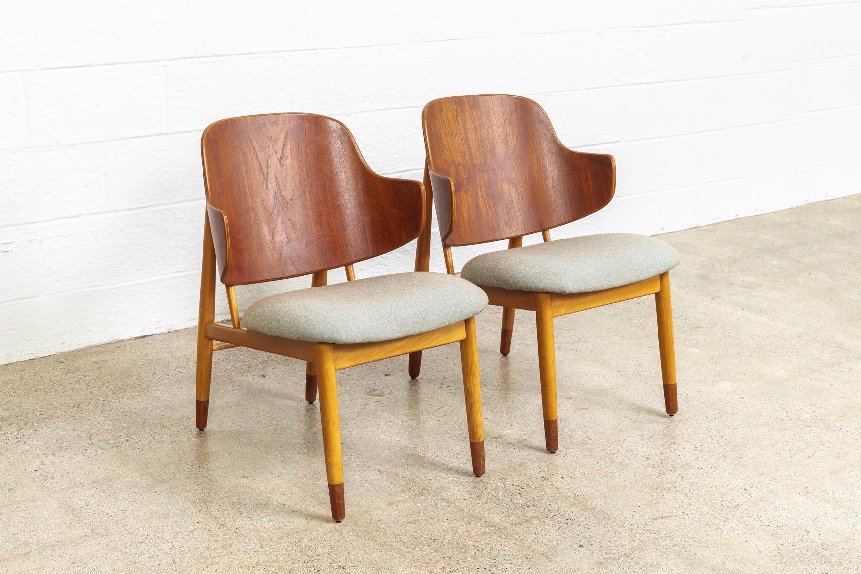 Molded Vintage Midcentury Danish Modern Kofod Larsen Two-Toned Penguin Chairs, 1960s
