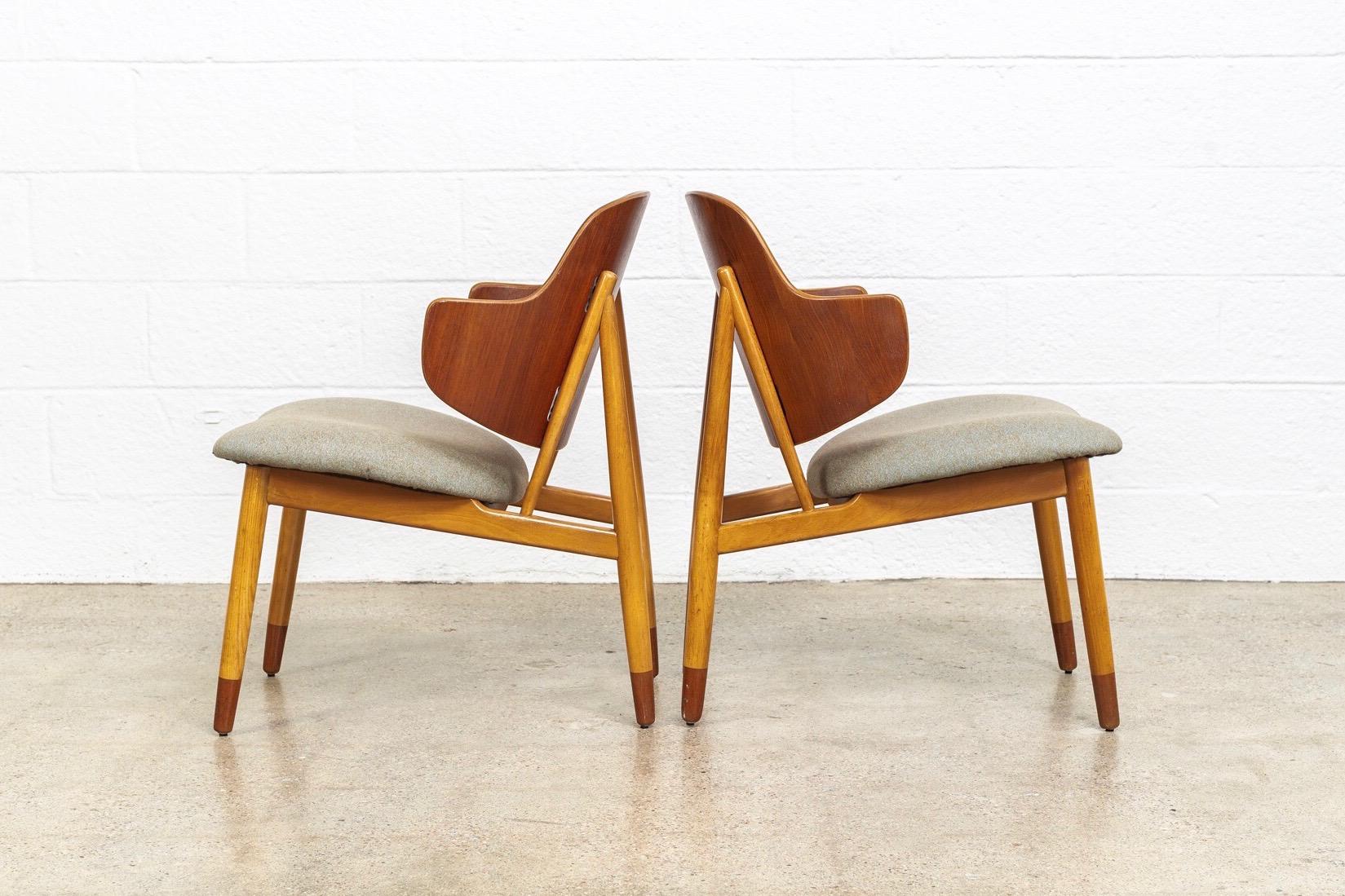 Vintage Midcentury Danish Modern Kofod Larsen Two-Toned Penguin Chairs, 1960s In Good Condition In Detroit, MI