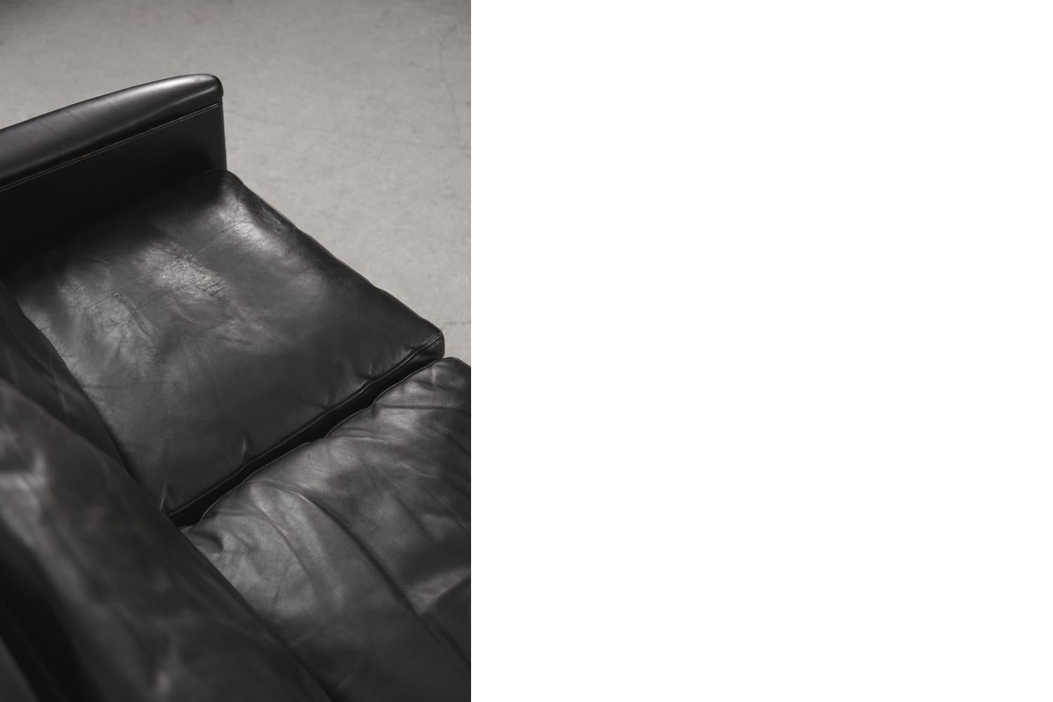 Vintage Mid-Century Danish Modern Leather&Rosewood 3-Seat Sofa by Kurt Østervig For Sale 9