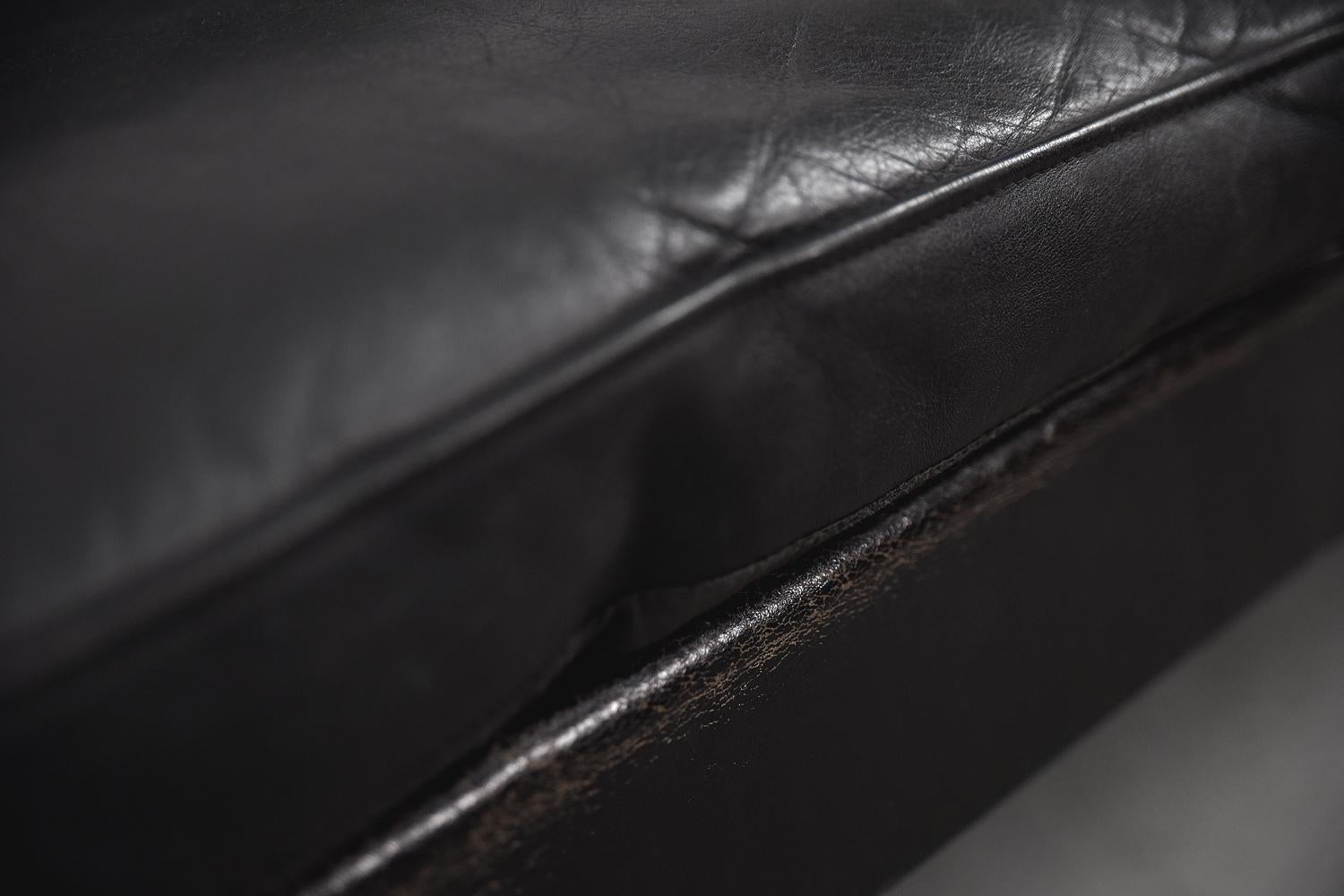 Vintage Mid-Century Danish Modern Leather&Rosewood 3-Seat Sofa by Kurt Østervig For Sale 1