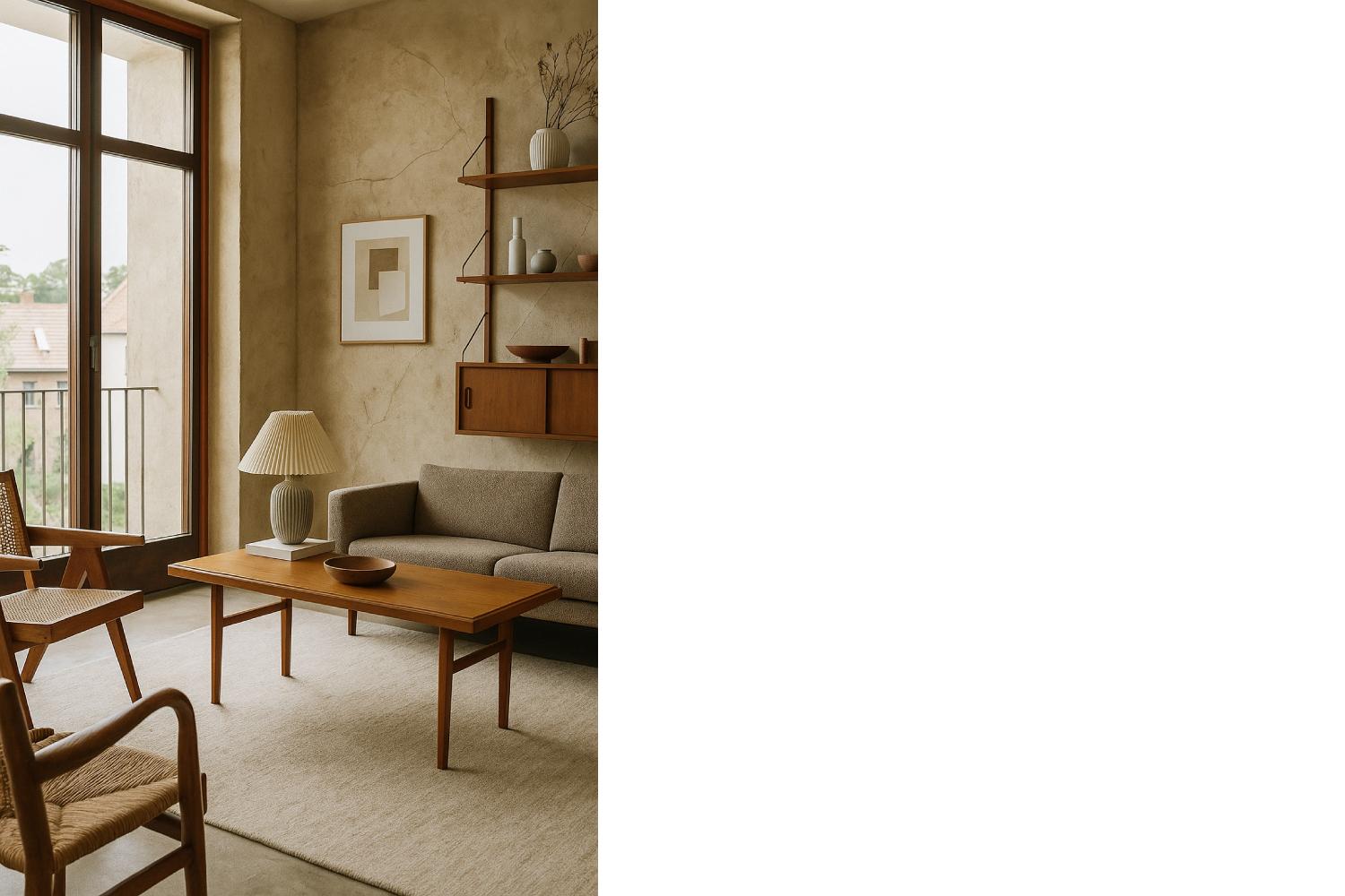 Mid-Century Modern Table basse longue en teck brun, Vintage Mid-Century Danish Modern, 1960s en vente