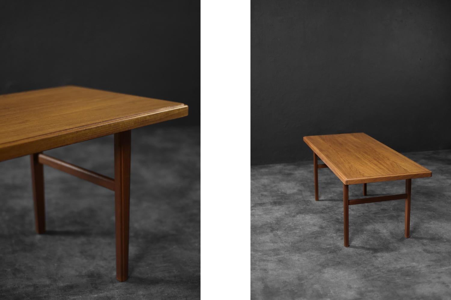 Milieu du XXe siècle Table basse longue en teck brun, Vintage Mid-Century Danish Modern, 1960s en vente