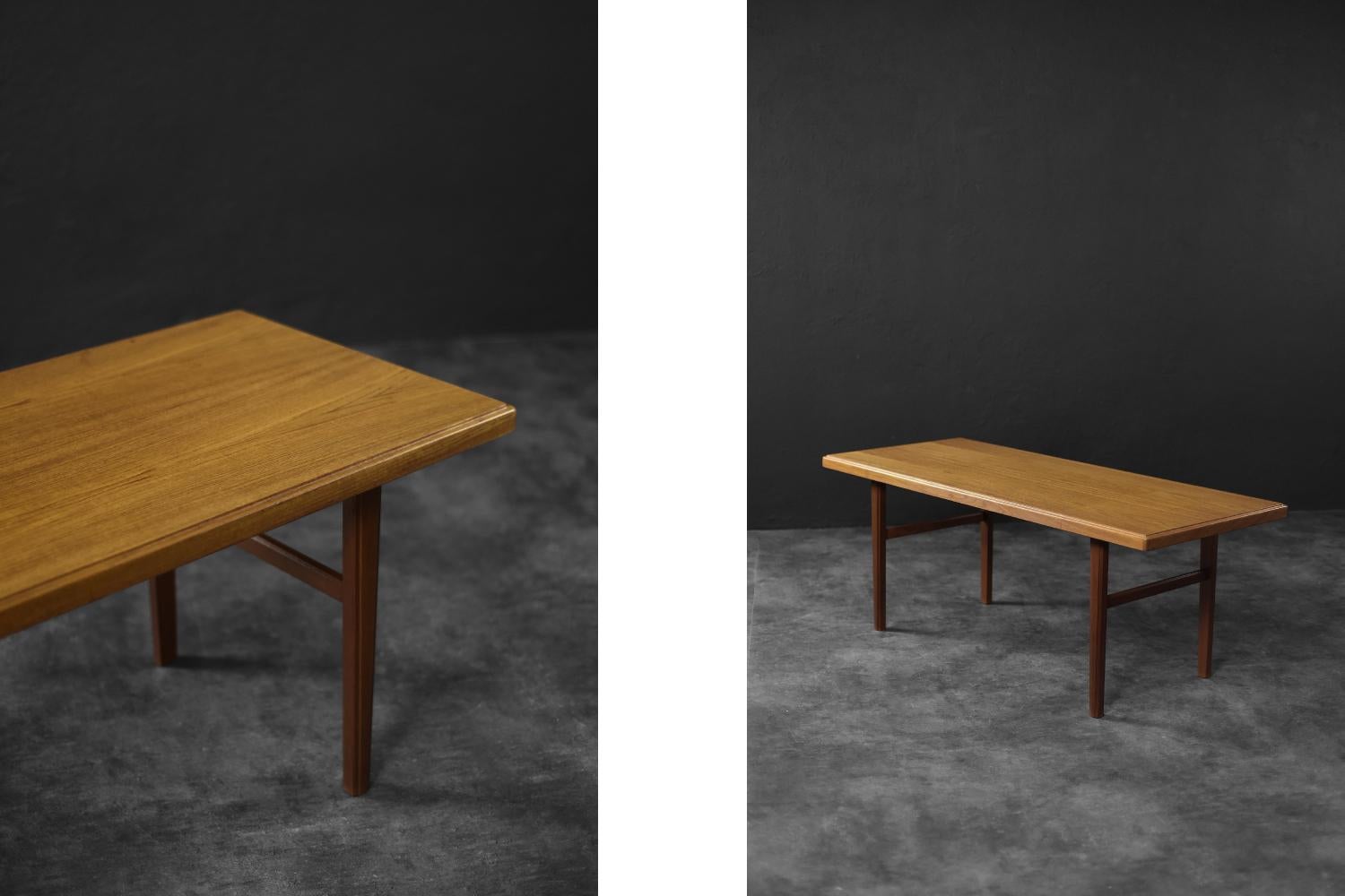 Teck Table basse longue en teck brun, Vintage Mid-Century Danish Modern, 1960s en vente