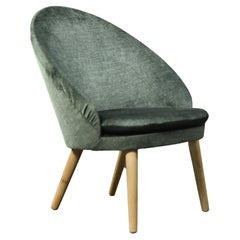 Fauteuil d'appoint Model No 301 en chêne et tissu, Vintage Mid-Century Danish Modern, 1950s