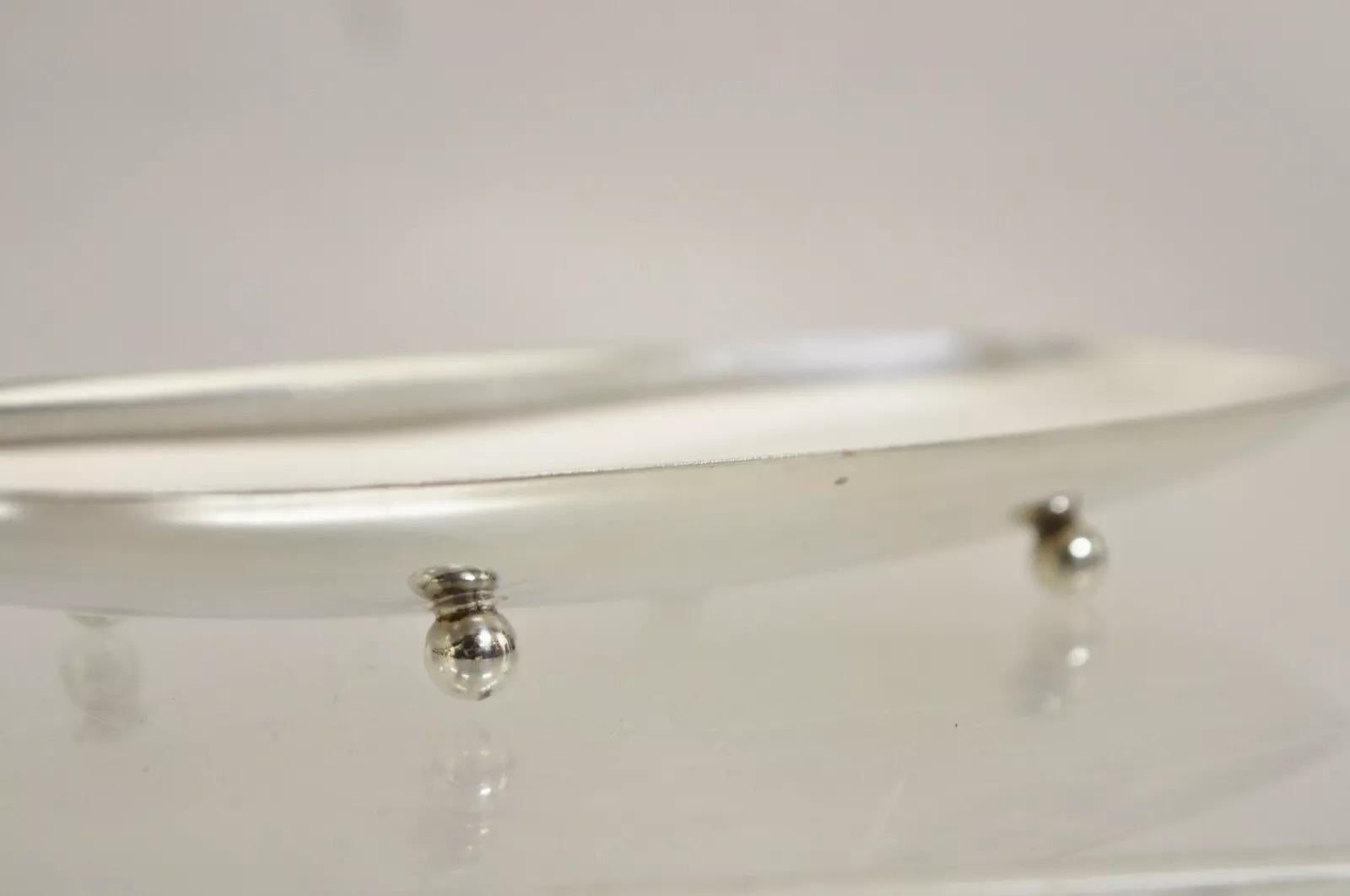 Mid-Century Modern Vintage Mid Century Danish Modern Narrow Silver Plated Footed Dish Tray - 2 Pcs For Sale