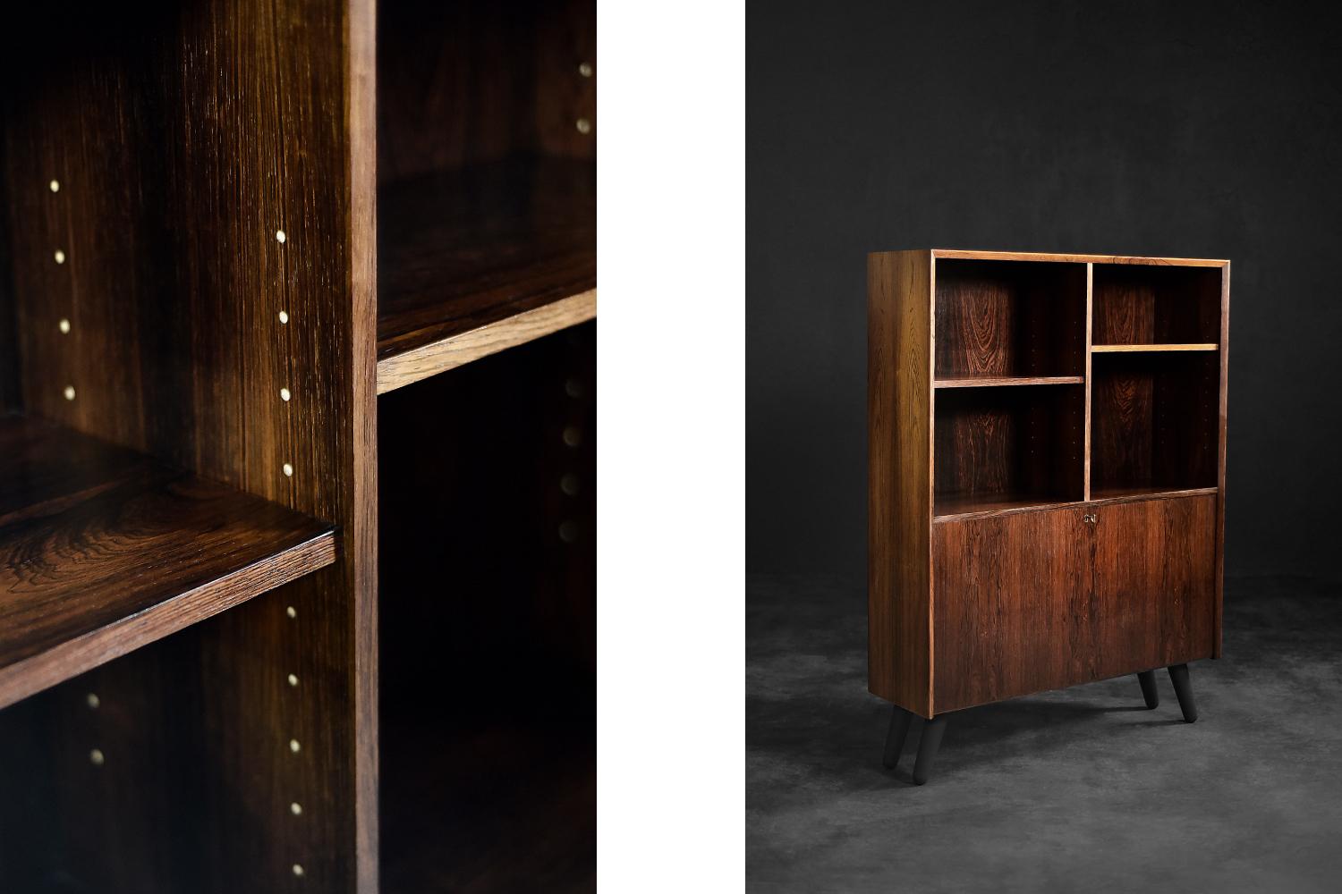 Librería vintage de palisandro con barra, moderna danesa de mediados de siglo, de Erik Brouer en venta 1