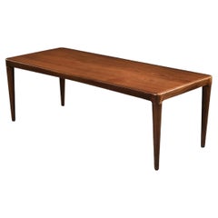 Vintage Mid-Century Danish Modern Rosewood Coffee Table with Pull-Out Black Top