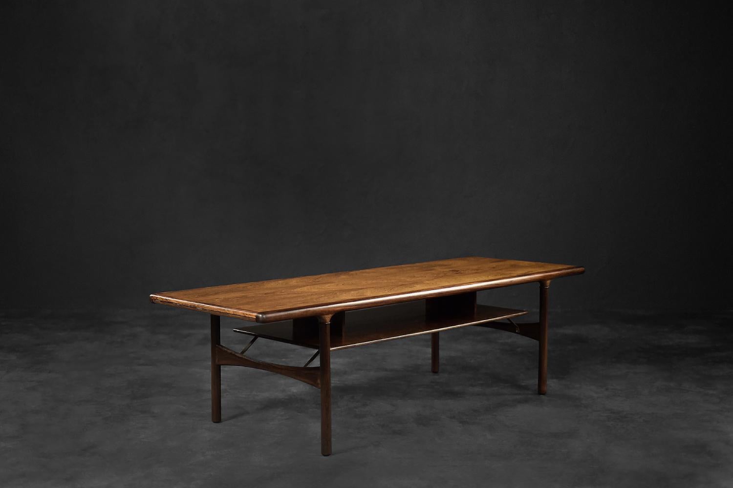 Vintage Mid-Century Danish Modern Rosewood Coffee Table with Shelf&Pull-Out Top 5