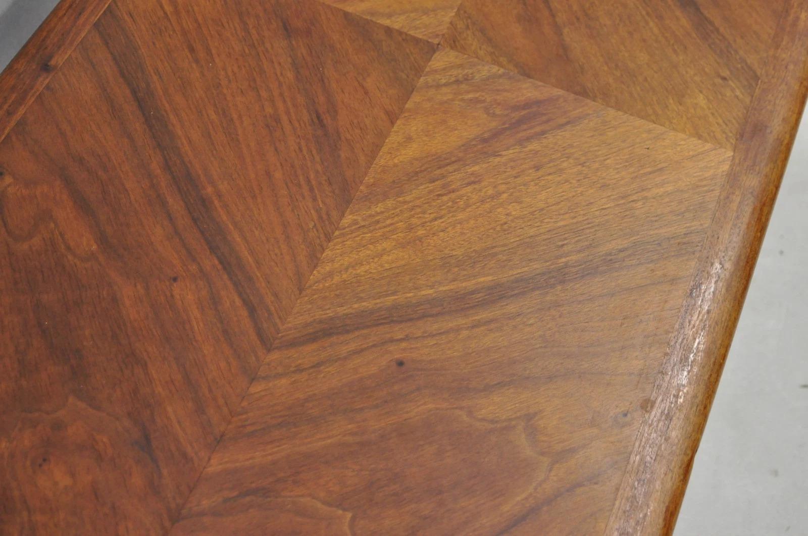 Vintage Mid Century Danish Modern Sculptural Walnut 1 Drawer Long Coffee Table For Sale 6