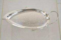 Vintage Mid Century Danish Modern Silver Plated Leaf Form Beaded Platter Tray