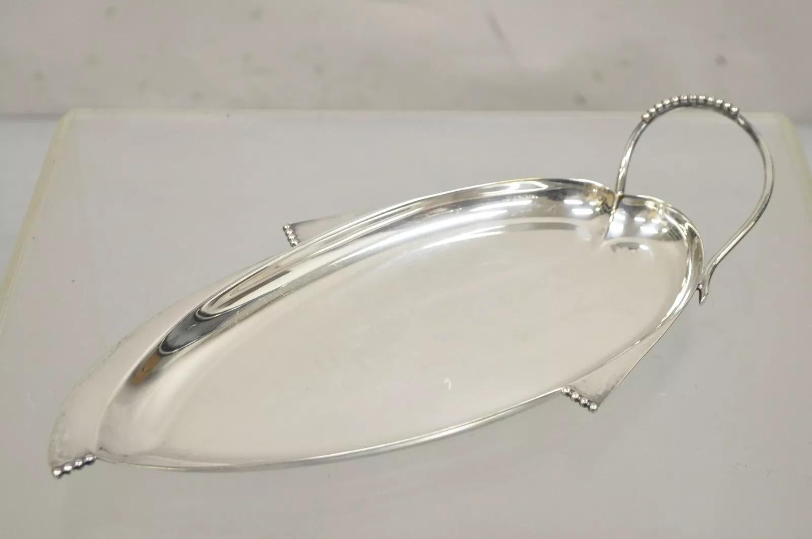 Dänisches modernes versilbertes Blattform-Perlenteller-Tablett, Mid-Century Modern, Vintage im Angebot 2