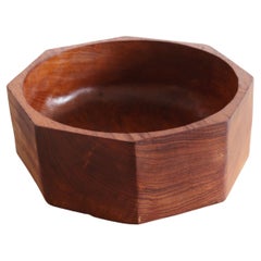 Vintage Mid-Century Danish Modern Solid Teak Wood Octagon Bowl