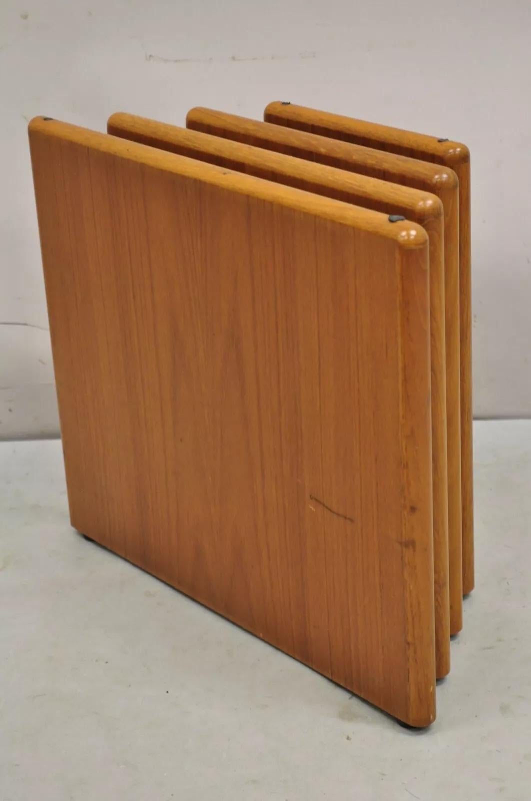 Vintage Mid Century Danish Modern Stacked Teak Double Pedestal Coffee Table Base 4
