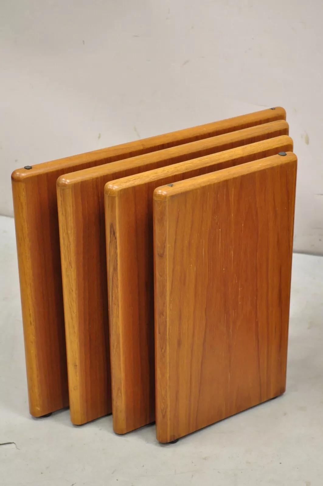 Vintage Mid Century Danish Modern Stacked Teak Double Pedestal Coffee Table Base 5