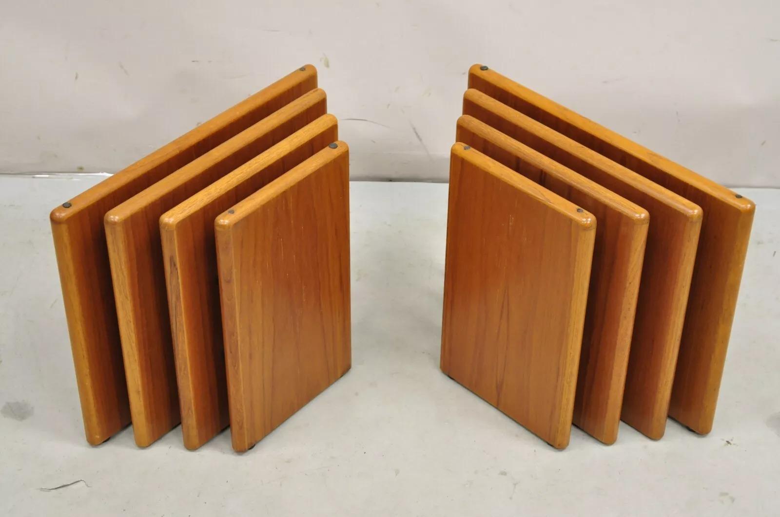 Unknown Vintage Mid Century Danish Modern Stacked Teak Double Pedestal Coffee Table Base