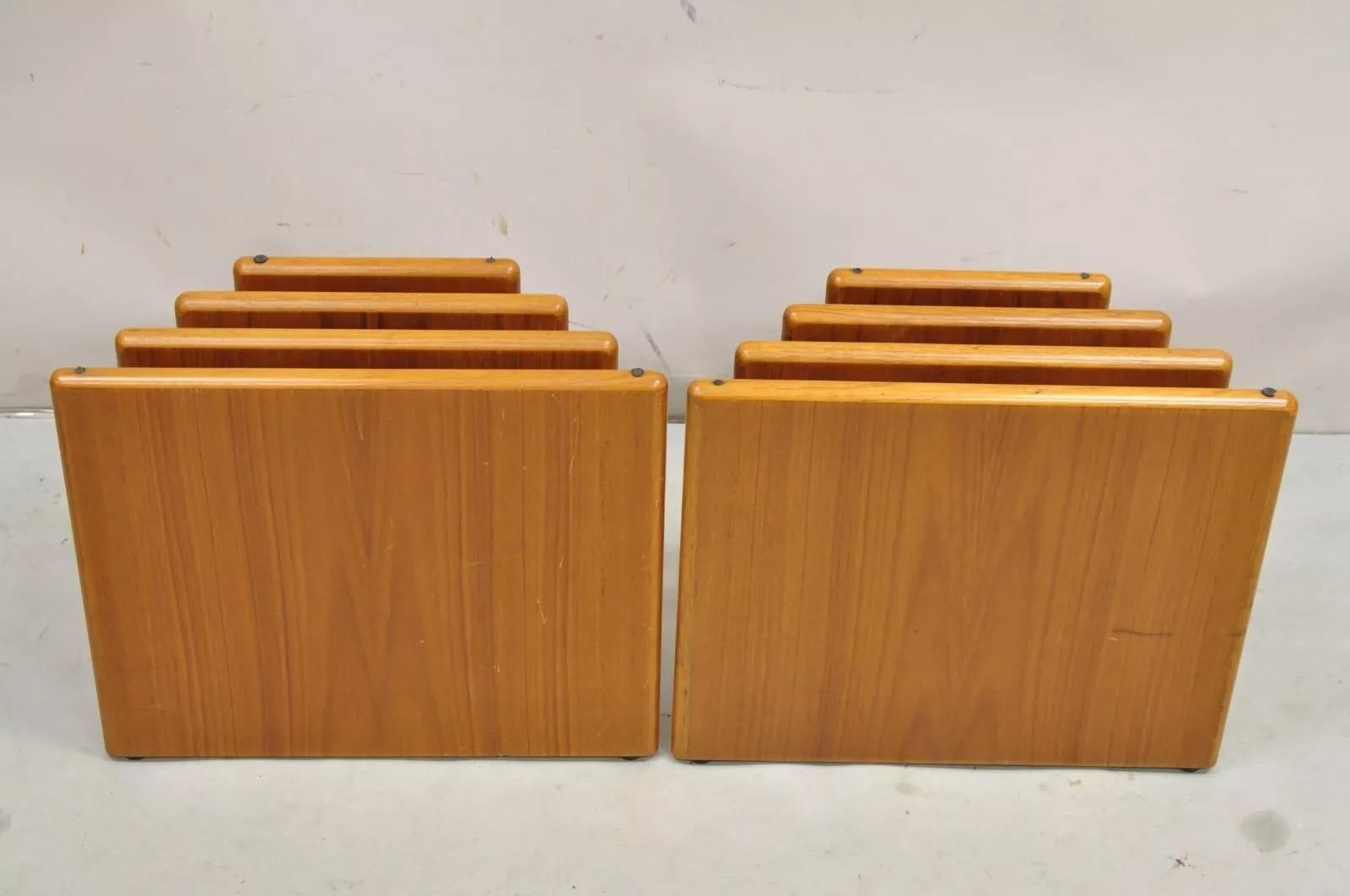 Vintage Mid Century Danish Modern Stacked Teak Double Pedestal Coffee Table Base In Good Condition In Philadelphia, PA